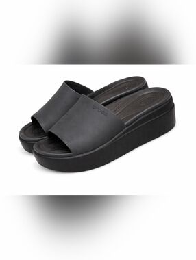 CROCS Black Platform Slide Mules